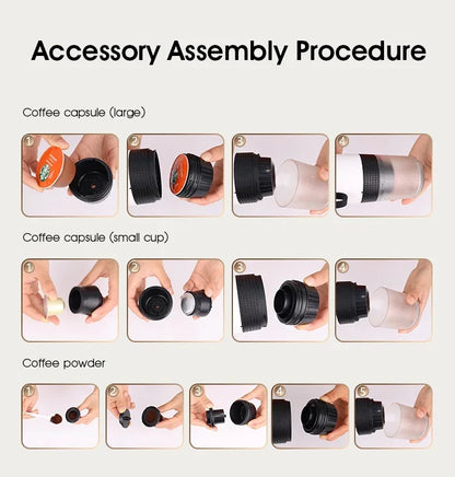 Portable Wireless Electric Espresso Coffee Machine For Travel &Car &Home Camping Coffee Maker 3-in-1 Capsule Powder Coffee Maker - AMULET RING STORE