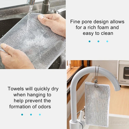 10-1pc Magic Cleaning Cloth Thickened Double -sided Metal Steel Wire Rags Kitchen Dish Pot Washdishing Cloths Towel Clean Tools - AMULET RING STORE