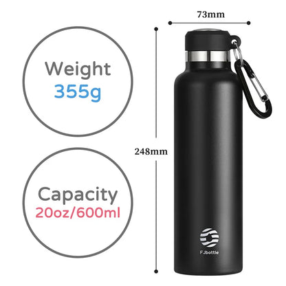 FEIJIAN Thermos Portable Water Bottle Stainless Steel Thermal Cup Leak-proof Flask Mini 500ML/600ML - AMULET RING STORE