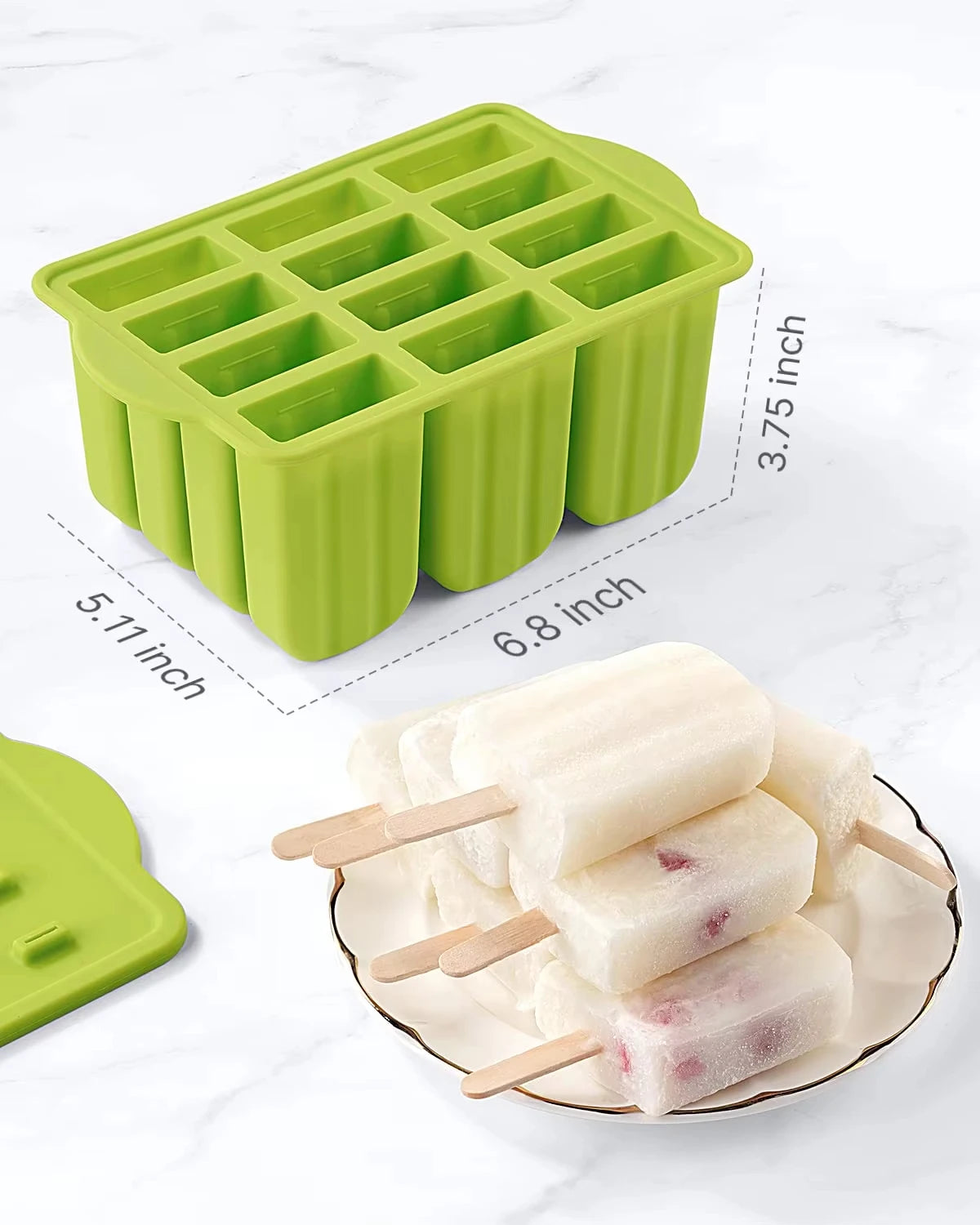 Summer DIY Ice Cream Tools With Wooden Sticks Silicone Popsicle Molds Set Kitchen Accessories Quench Thirst Snacks for Children - AMULET RING STORE