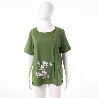 Cotton Linen T Shirt Women's Clothing Summer Retro Ladies Tops Tee Casual Loose Short Sleeve T-shirt Woman Ropa Blusas Tshirt