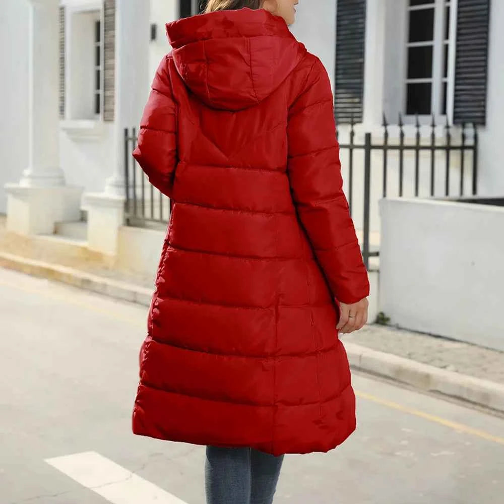 Women's Padded Coat Autumn Winter Simple Basics Zipper Long Sleeve Hoodie Daily Long Padded Clothes