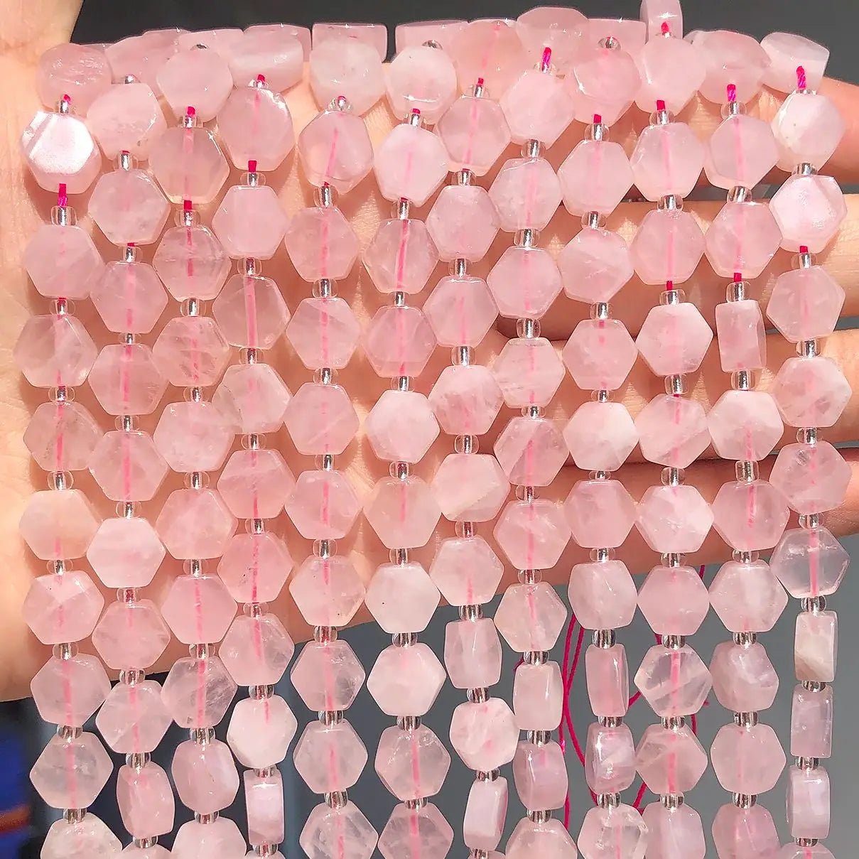 8.5x9.5mm Natural Hexagon Stone Beads Faceted Amazonite Quartz Jade Loose Spacer Beads for Jewelry Making DIY Bracelet Pendant - AMULET RING STORE