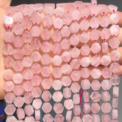 8.5x9.5mm Natural Hexagon Stone Beads Faceted Amazonite Quartz Jade Loose Spacer Beads for Jewelry Making DIY Bracelet Pendant - AMULET RING STORE