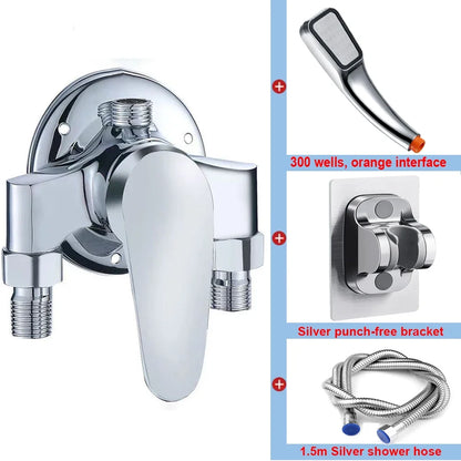 G1/2" Bathtub Shower Faucet Hot and Cold Water Mixing Valve Bathroom Set Countertop Mounted Chrome Plated Valve Bath Shower Set