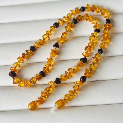 Natural Amber Necklace Chokers Women Healing Gemstone Fine Jewelry Genuine Baltic Amber Tumbled Stone Beaded Necklaces
