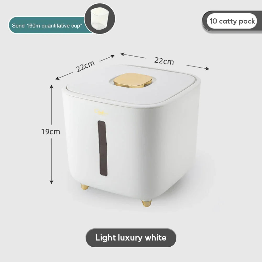 Moisture Proof Insect Proof Rice Box 5/10KG Grain Sealed Jar Kitchen Container Bucket Storage Pet Dog Food Box with Bullet Lid