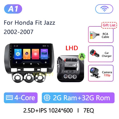 2 Din Android 10.0 Car Stereo Radio Multimedia Video Player For Honda Fit Jazz City 2002 2003 2004 2005 2006 2007 GPS Navigation - AMULET RING STORE