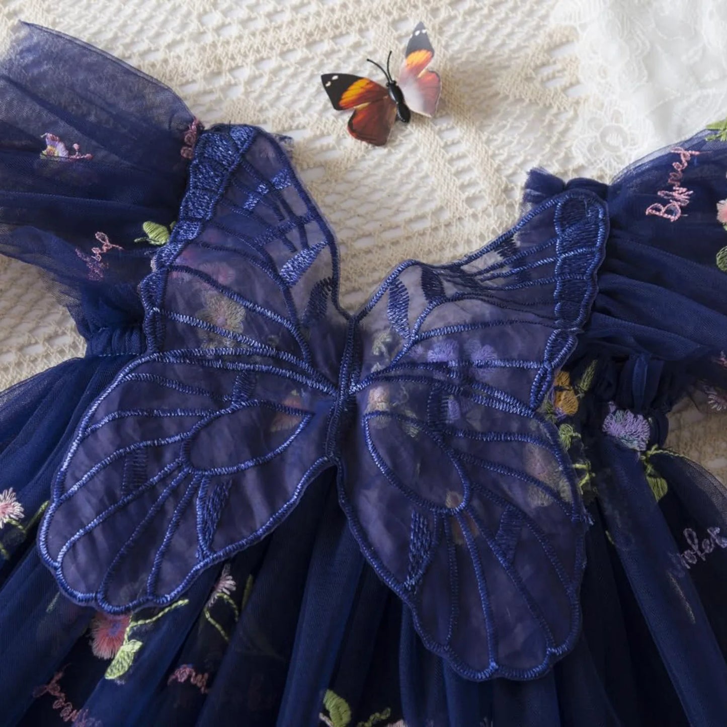 Delicate Party Prom Evening Dress Colorful Flower Embroidery Dresses Fashion Butterfly Princess Dress Birthday Princess Clothes