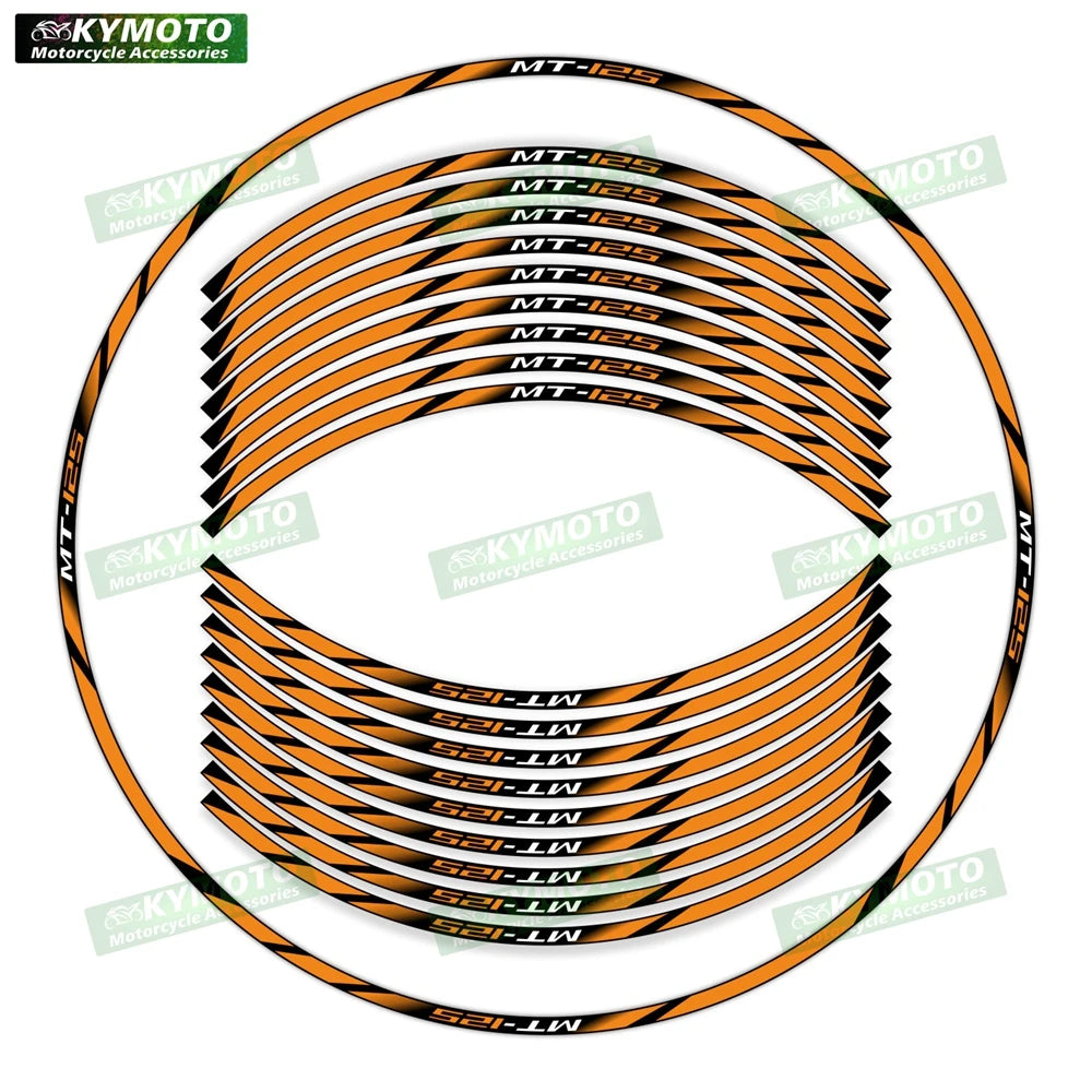 For Yamaha MT-125 MT125 motorcycle 17 inch front and rear wheel stickers modified waterproof reflective wheel rim stickers