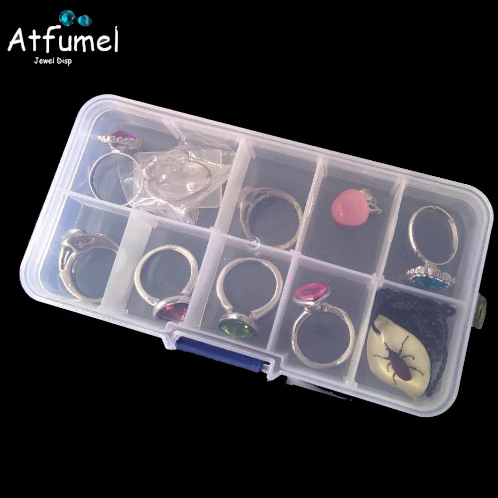 10/15 Compartment Beads Jewelery Storage Box Portable Craft Container Earrings Ring Display Case DIY Trinket Organizer Box - AMULET RING STORE