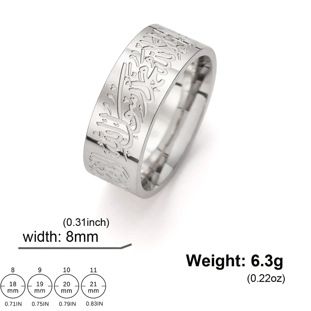 Islamic Muslim Ring Stainless Steel Arabic Finger Ring for Women