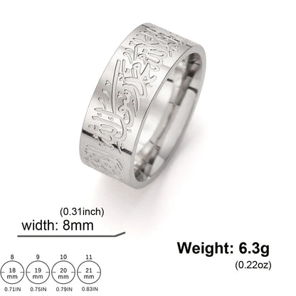 Islamic Muslim Ring Stainless Steel Arabic Finger Ring for Women