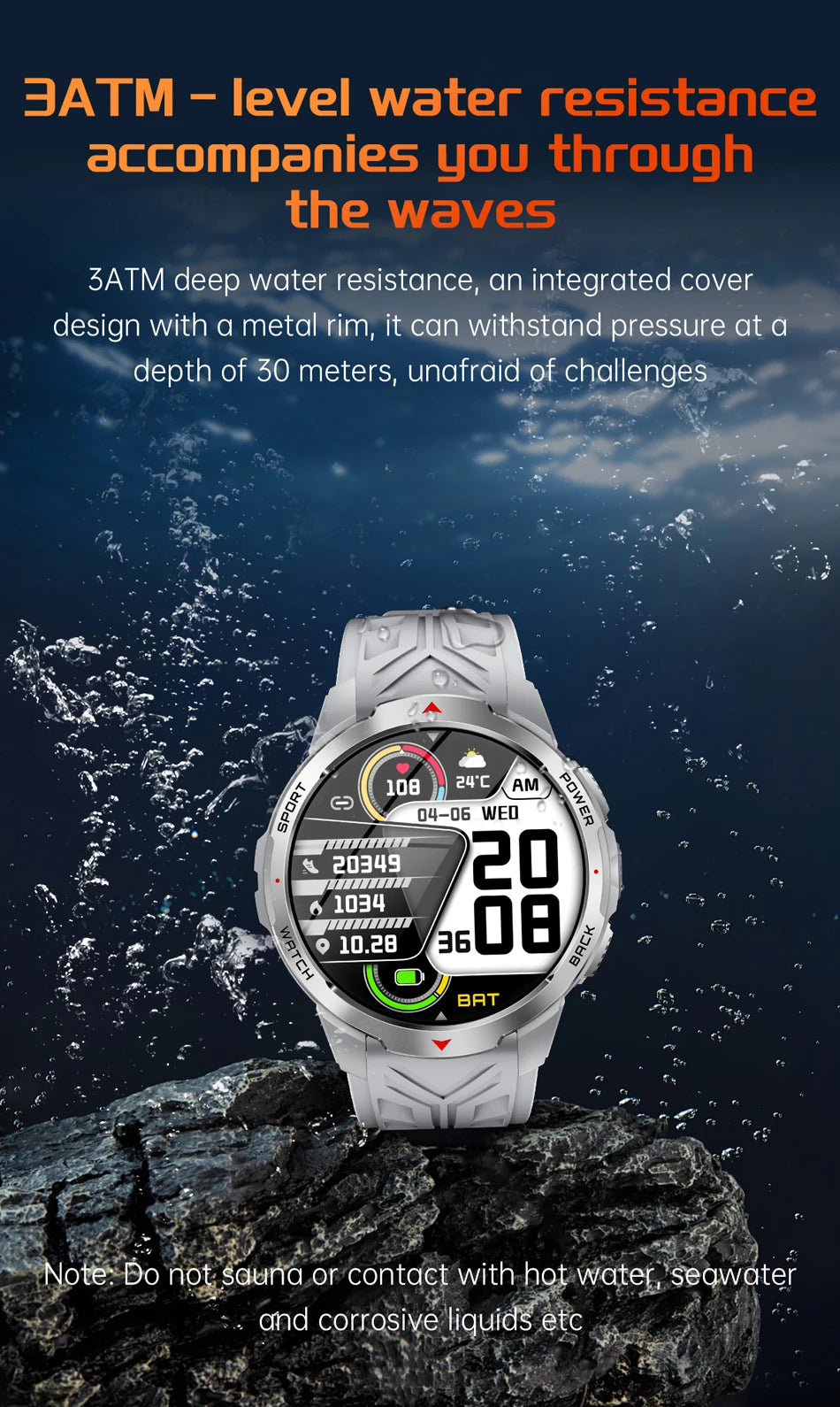 1100mAh Super Capacity Battery Military Outdoor Smart Watch Men 1.7inch Screen Compass Bluetooth Call 3ATM Waterproof SmartWatch