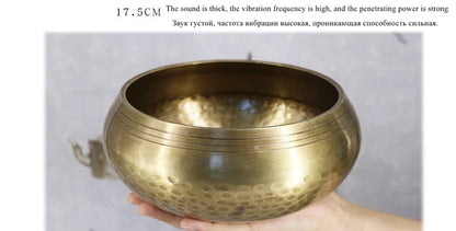 Nepal handmade Singing Bowl Tibet Buddha Sound Bowl Yoga Meditation Chanting Brass Chime Handicraft Music Therapy Tibetan - AMULET RING STORE