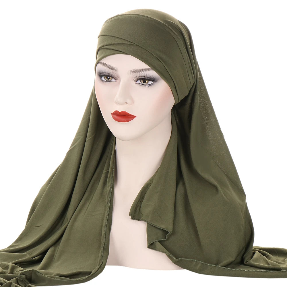 Milk Silk Muslim Cap Plain Islamic Scarf Head Wraps Headband Underscarf Turban Hats Malaysia Baotou Caps Instant Amira Hijabs - AMULET RING STORE