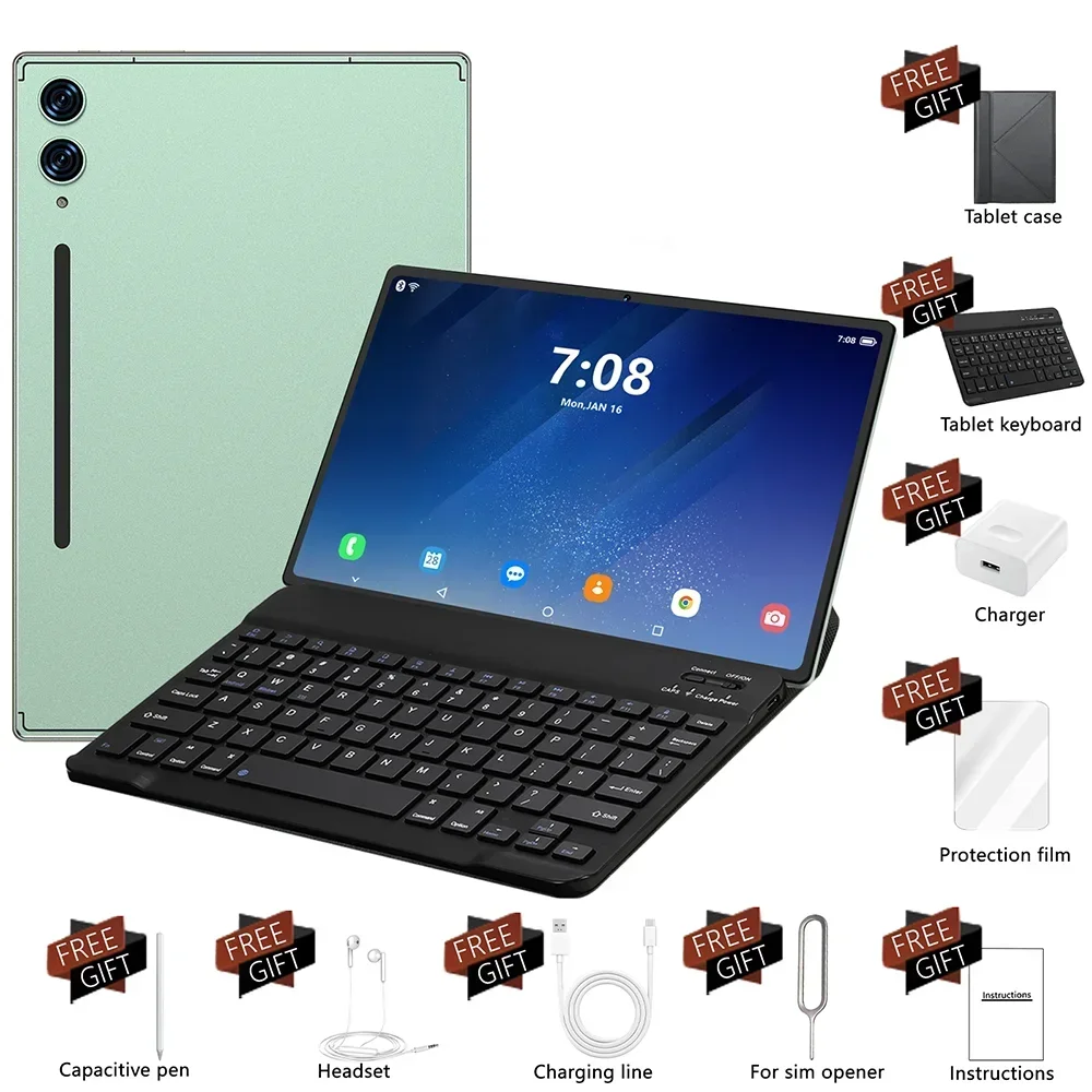 2025 Pad 7s Pro Tablet Android 15 10.1inch Touch Tablets Global Version Original Tablette 16GB+1TB Dual SIM Phone Call 10000mAh