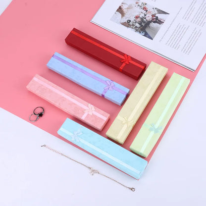 Long Jewelry Necklace Bracelet Box Storage Container Jewellery Box Packaging Bowknot Gift Display Paper Organizer Case Wholesale - AMULET RING STORE