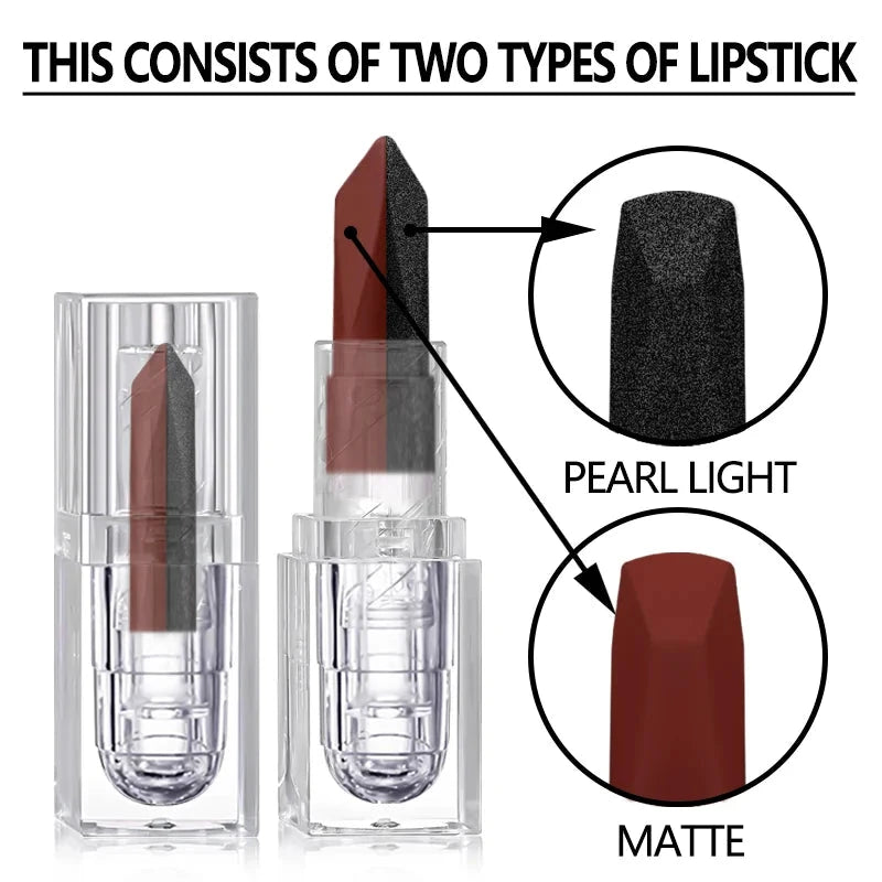 Lipstick Waterproof Long Lasting Moisturizing Matte Non-stick Cup Pearlescent Diamond Lip Tint Red Sexy Lips Makeup - AMULET RING STORE
