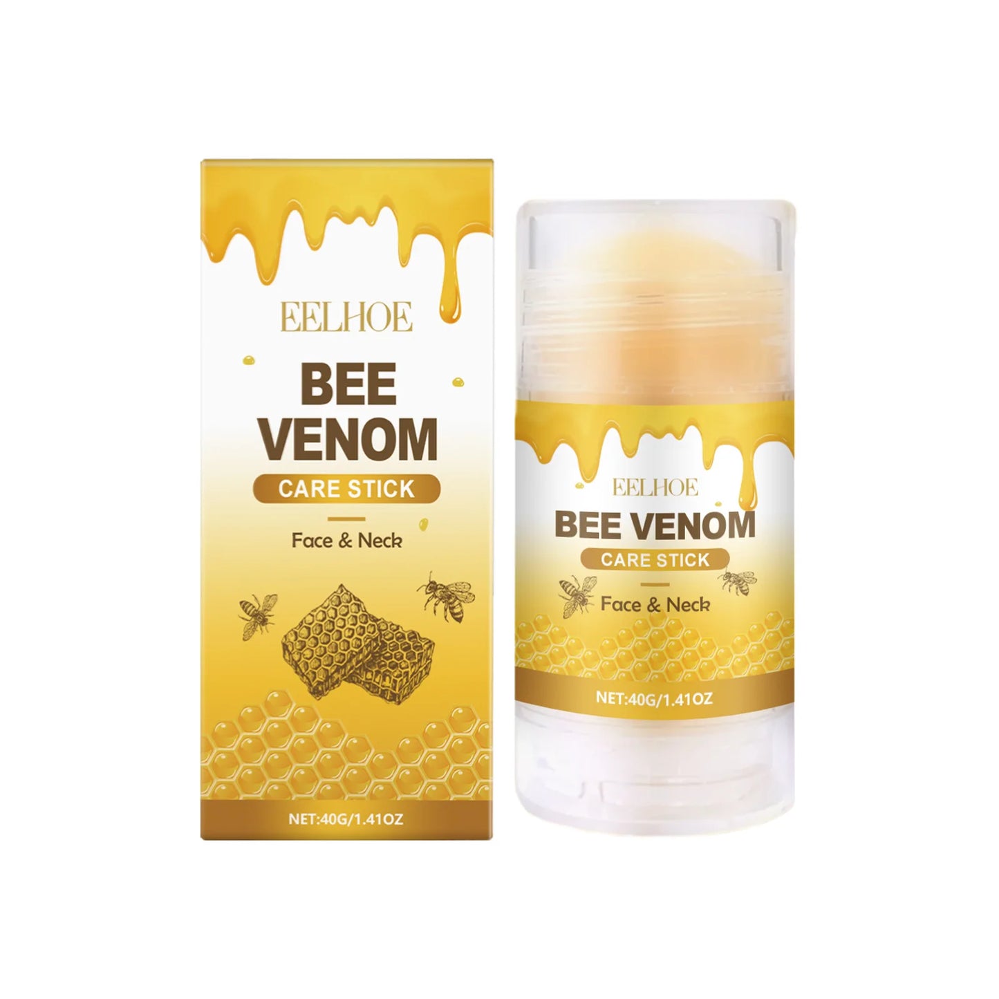EELHOE Bee Venom Brightening Face and Neck Cream Stick Moisturizing Facial Skin Firming Rejuvenation Neck Lift Stick Cream 40g