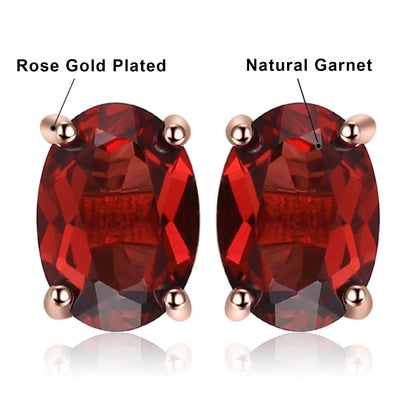 JewelryPalace Rose Gold Yellow Gold Plated Oval Natural Amethyst Citrine Garnet Topaz Peridot 925 Sterling Silver Earrings Woman