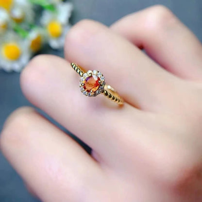 18K Gold Plated 925 Silver Ring - Natural Yellow Sapphire & Aquamarine