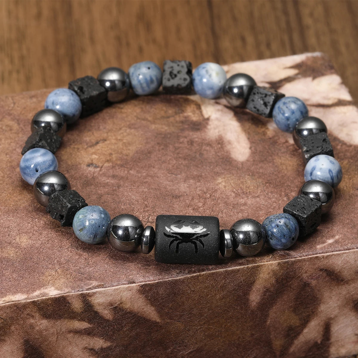 12 Constellation Natural Blue Coral Lava Stone Stone Beads Bracelet For Men Couple Rope Friendship Zodiac