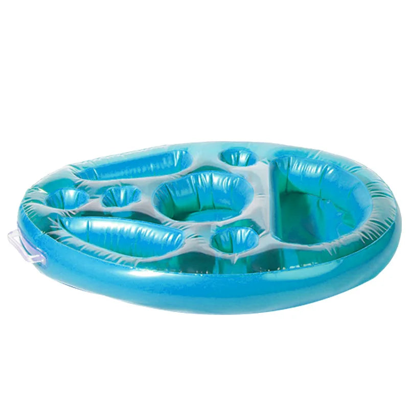 Inflatable PVC water ice bar self-service ice tray party floating portable beverage rack porous coaster tray. Water party - AMULET RING STORE