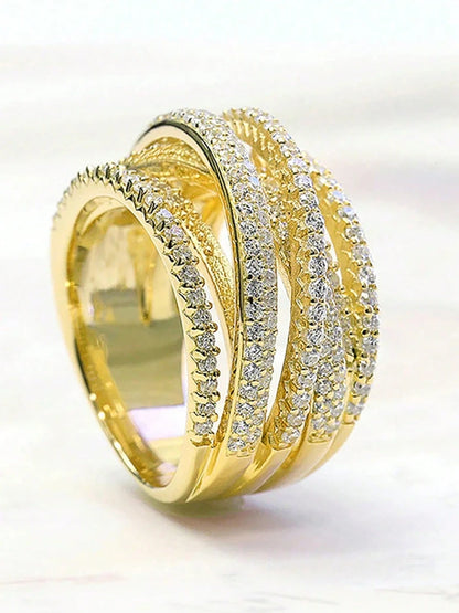 925 Sterling Silver Classic Vintage Line Wrap Zircon Ring For Women Daily Outfits Party Luxury Fashion High Quality Fine Jewelry