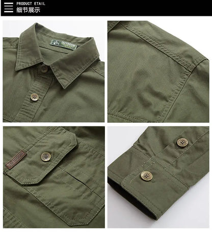 New Korean Style Big Size Men Shirt Long Sleeve Workwear Cotton Washed Multi Pocket Casual Oversized Spring Autumn Fashion Top