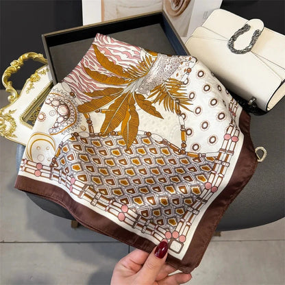 Luxury Fashion Print Square Scarf Women Soft Satin Scarves Bandana Hijab Neckerchief Shawl Kerchief Hair Band Foulard Lady - AMULET RING STORE