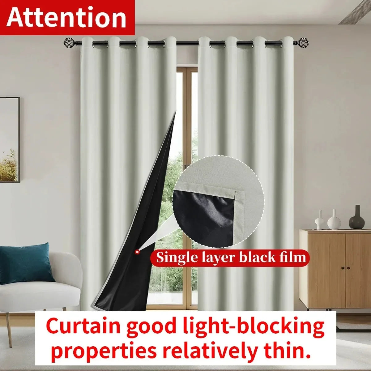2pcs Modern 100% Blackout Curtain with Coated Lining, Curains for Bedroom, Living Room, Dining Room, Bathroom, Home Decor - AMULET RING STORE