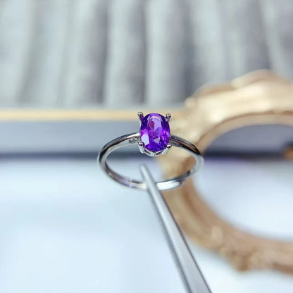 Elegant Exquisite Natural Amethyst S925 Silver Ring for Women Design Crafted Luxury Fashion Jewelry Piece The Perfect Gift