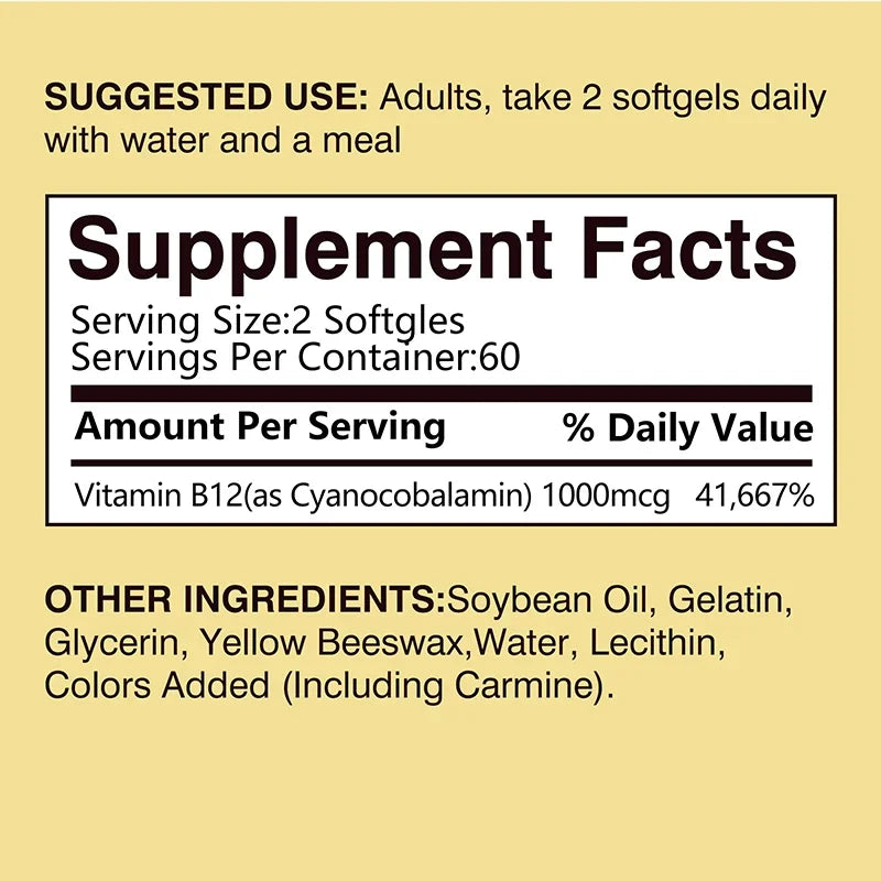 Vitamin B12 - for Mood, Brain, Nervous System, Energy, Metabolism, Relieve Fatigue, Heart Health - AMULET RING STORE