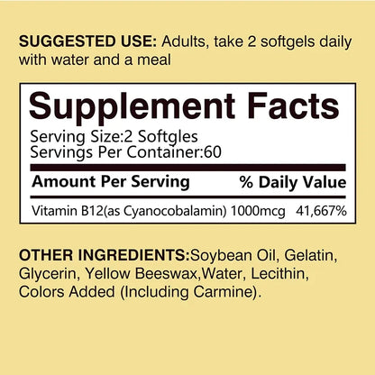 Vitamin B12 - for Mood, Brain, Nervous System, Energy, Metabolism, Relieve Fatigue, Heart Health - AMULET RING STORE