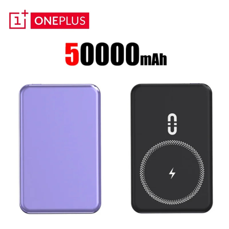 Oneplus 50000mAh Magnetic Power Bank Wireless Portable Charger Large Capacity Fast Charge Backup Battery For IPhone Samsung New - AMULET RING STORE