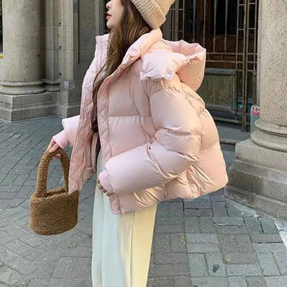 Women Hooded Puffer Coat New Winter Down Cotton Jacket Thick Warm Parkas Loose Casual Overcoat Padded Jacket Female Outerwear