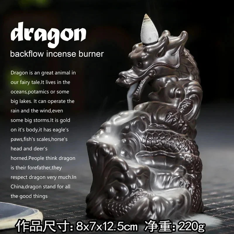 Y The Western Pterosaur Backflow Incense Burner Dragon for Incense Sticks Living Room Smoke Waterfall Incense Base Ceramic Stove - AMULET RING STORE