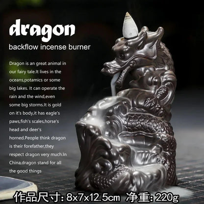 Y The Western Pterosaur Backflow Incense Burner Dragon for Incense Sticks Living Room Smoke Waterfall Incense Base Ceramic Stove - AMULET RING STORE