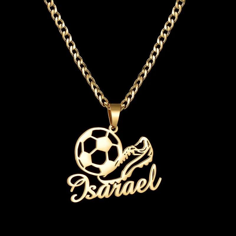 Custom Name Necklace Football Sports Style Personalized Men Customized Chains Stainless Steel For Male Jewelry Birthday Gifts