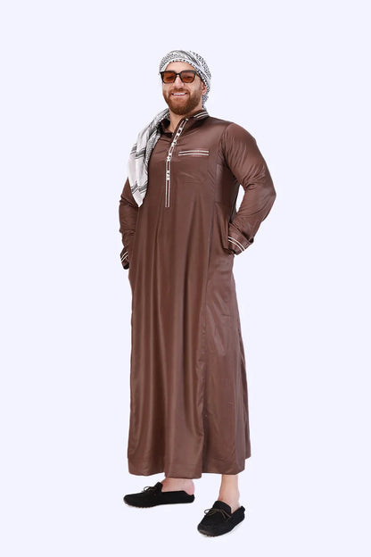 Men's New Long-sleeved Arab Robes Abaya Men's Robes in The Middle East Popular Muslim Men's Fashion Ethnic Long Clothing