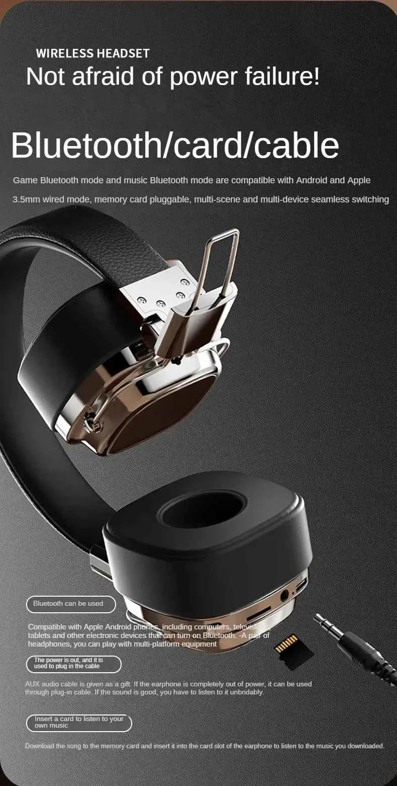 2025 New Retro On Ear Headphones Wireless Bluetooth Headsets DJ Stereo Sounds Bluetooth 5.3 Foldable Headset Gamer Choice