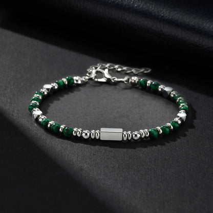 Trendy Unique Natural Stone Beaded Bracelet, Stainless Steel Chain Wristband Bracelet, Classic Tiger Eye Stone Jewelry for Men