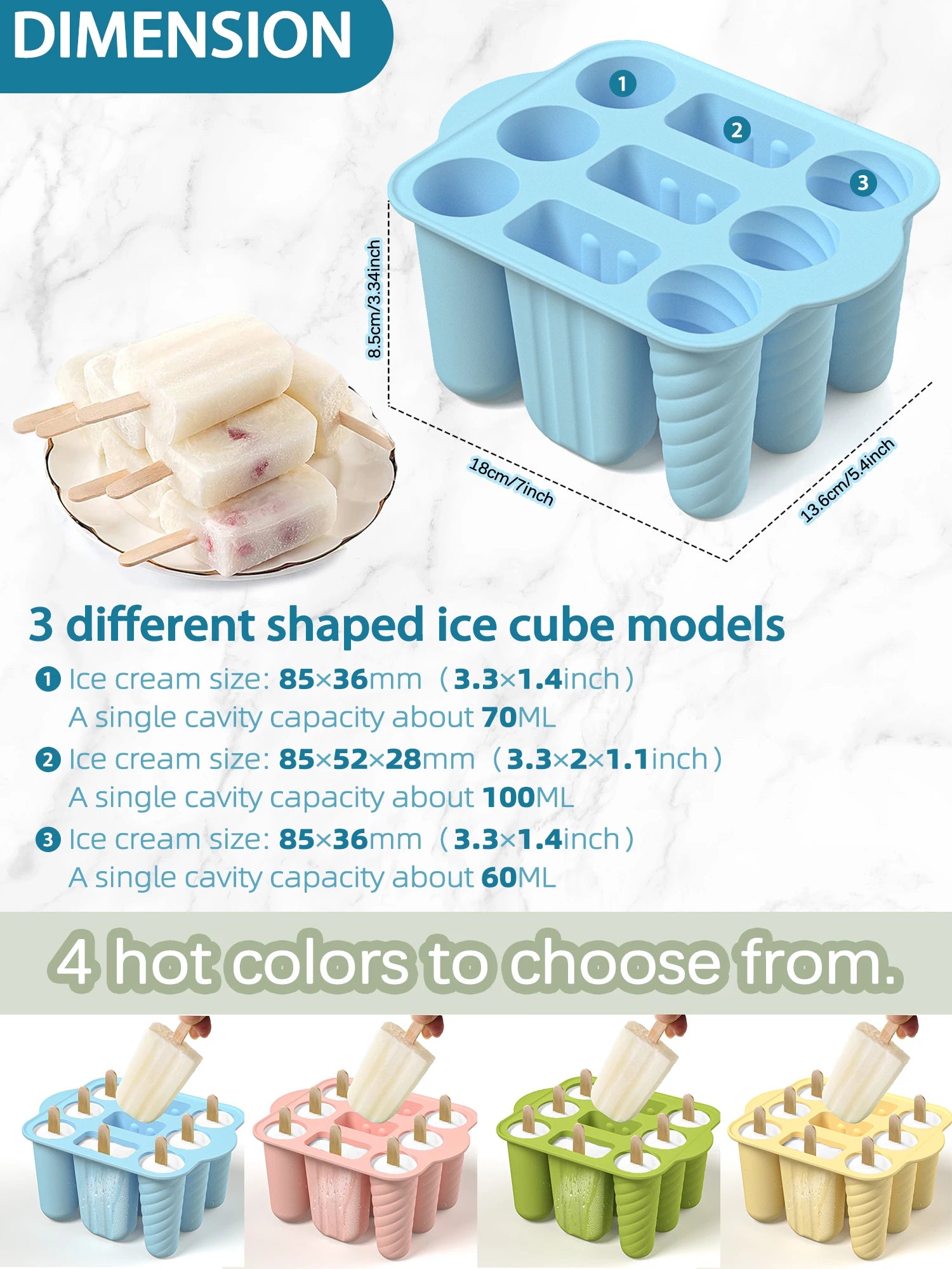 Summer DIY Ice Cream Tools With Wooden Sticks Silicone Popsicle Molds Set Kitchen Accessories Quench Thirst Snacks for Children - AMULET RING STORE