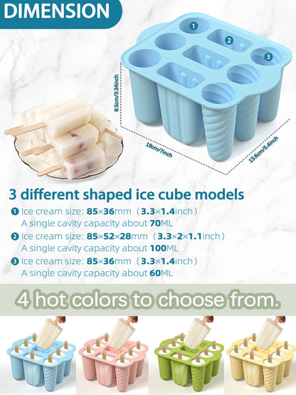 Summer DIY Ice Cream Tools With Wooden Sticks Silicone Popsicle Molds Set Kitchen Accessories Quench Thirst Snacks for Children - AMULET RING STORE