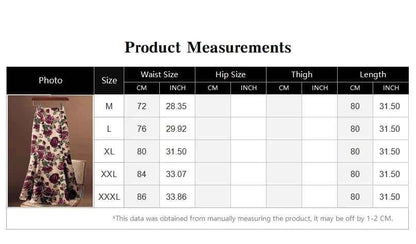 Rose Floral Print Vintage Elegant Chic A-line High Waist Trumpet Women's Skirt Mid-Calf Long Skirts For Women Clothing Fashion