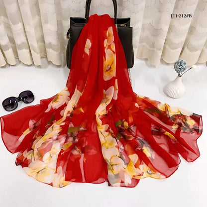 2025 Silk Scarf Women Hijab Pashmina Long Beach Stoles Shawl Wrap Headbands Spring Warm Scarves Bandana Ladies Neckscarf Foulard