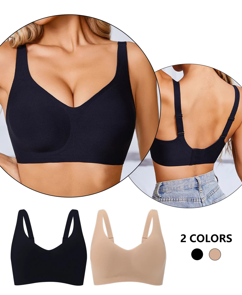 Women Underwire Bra Wide Adjuestable Strap Solid Color Plus Size Bras
