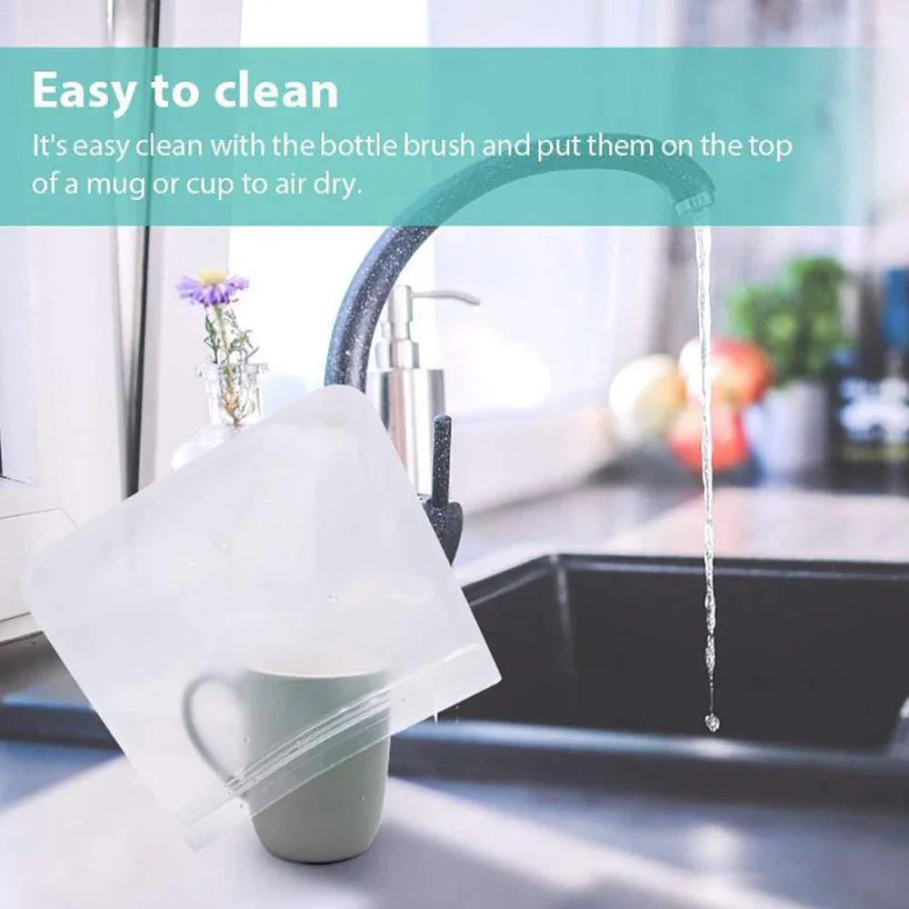 10Pcs Silicone Food Storage Bag Leakproof Reusable Stand Up Zip Shut Bag Cup Fresh Bag Food Storage Bag Fresh Wrap - AMULET RING STORE