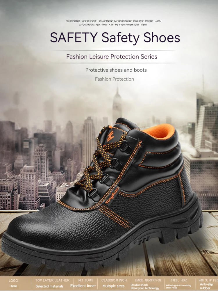 Wear-resisting Men Work Safety Boots Anti-smash Anti-puncture Work Sneakers Waterproof Boots Indestructible Protective Work Boot - AMULET RING STORE